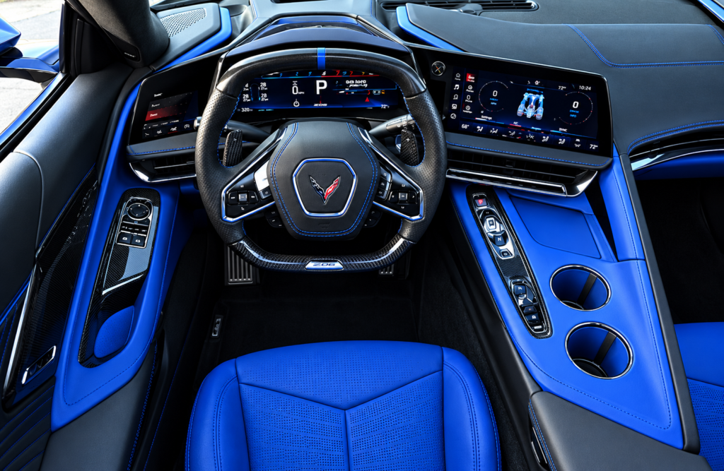2026 Chevrolet Corvette ZR1 interior featuring a driver-focused cockpit and digital displays.
